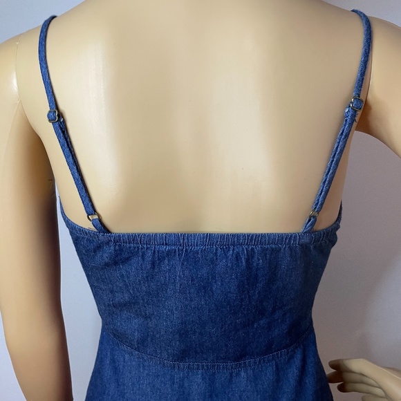 Minimalist spaghetti strap Jean cutout midi dress! - Picture 11 of 14